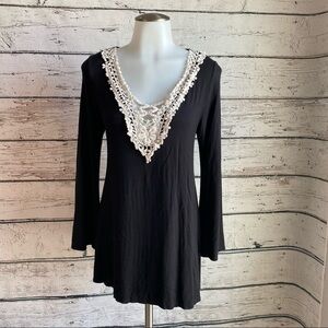 Black top with beige crochet